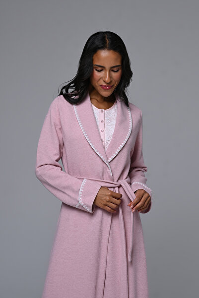 Lohussa طقم ملابس نوم نسائية من الجاكار بياقة شال، تصميم شتوي بأكمام طويلة، م...