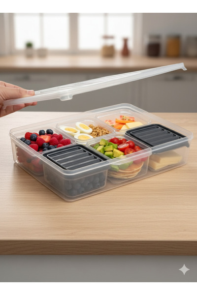 BÜYÜLÜ HOME 6 lı Kapaklı Kahvaltı Saklama kabı