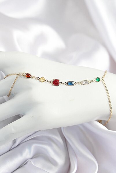 Inure Jewelry حجر الزركون الملون النحاسي Y موديل ذهبي اللون للنساء شاهمران