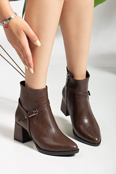 alolart Cizme cu toc pentru femei A063 cu cataramă atrăgătoare cu vârf ascuțit