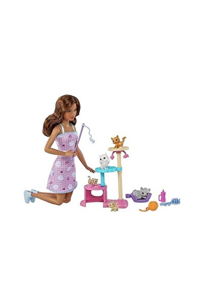 Barbie Kitty Condo Doll and Pets Playset (Brunette) — 1 Cat, 4 Kittens & Accessories