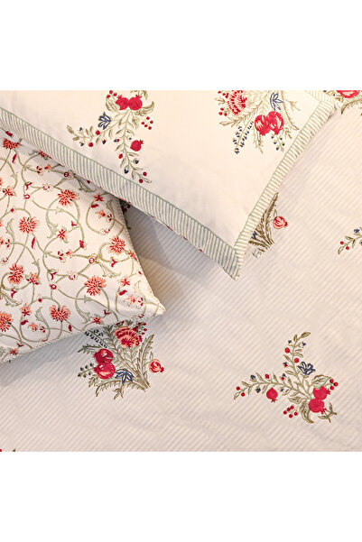 SARAS LABEL Heritage Block Print 100% Cotton Percale Bedsheet with 2 Pillowcases