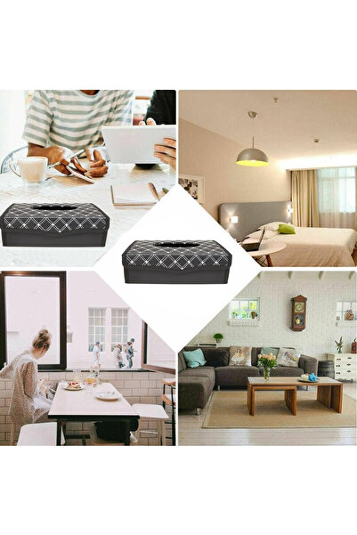 Generic Premium PU Leather Tissue Box Holder with Magnetic Closure, Foldable Design – Model 6370 Black/White