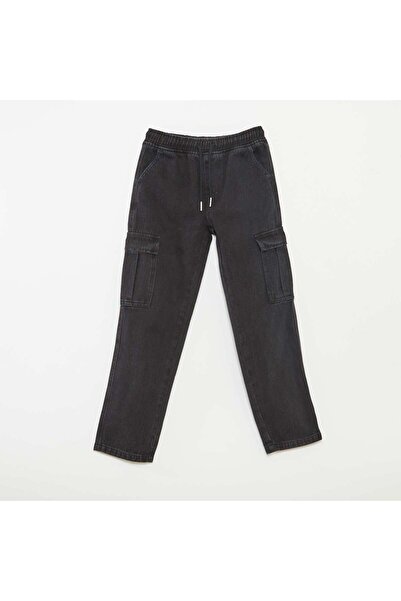 KIABI بنطلون مطاطي متعدد الجيوب باللون الرمادي