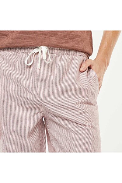 KIABI Straight cut linen-blend trousers RED