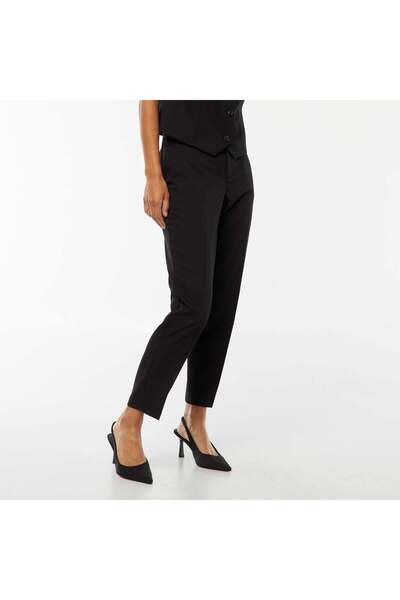 KIABI Plain cigarette trousers with 2 pockets BLACK