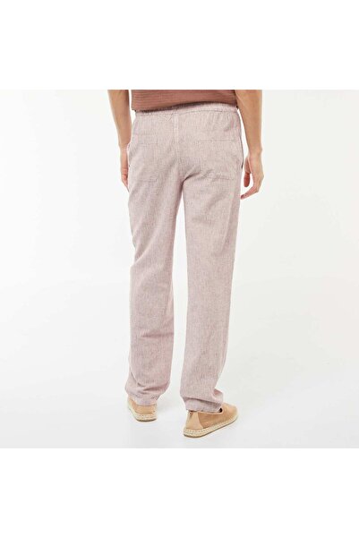KIABI Straight cut linen-blend trousers RED