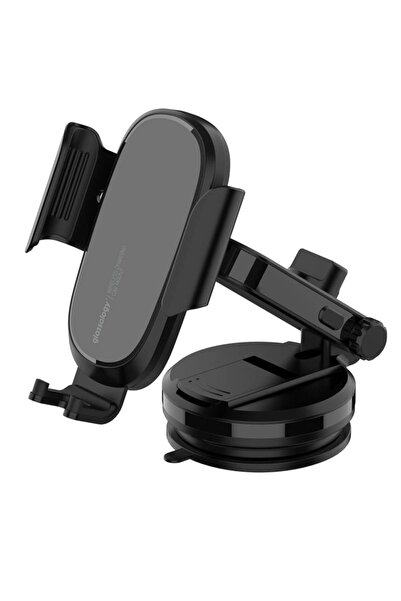 Glassology شاحن سيارة لاسلكي - مثبت على لوحة القيادة، شحن سريع، لون أسود أنيق