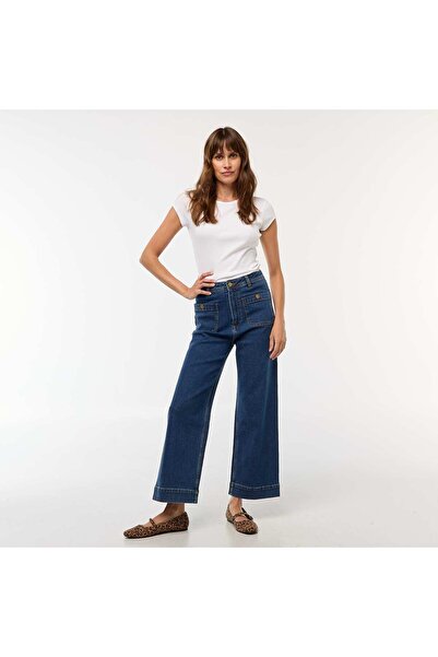 KIABI بنطال جينز أرجل واسعة أزرق