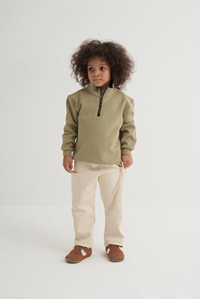 EBU Prive Унісекс дитячий інтерлок з напівзастібкою-блискавкою, зелений