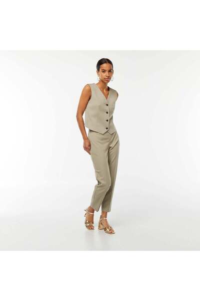 KIABI Plain cigarette trousers with 2 pockets GREEN