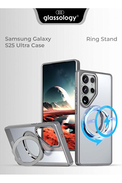Glassology جراب Magsafe بحامل حلقي دوار 360 درجة لهاتف Samsung Galaxy S25 Ult...