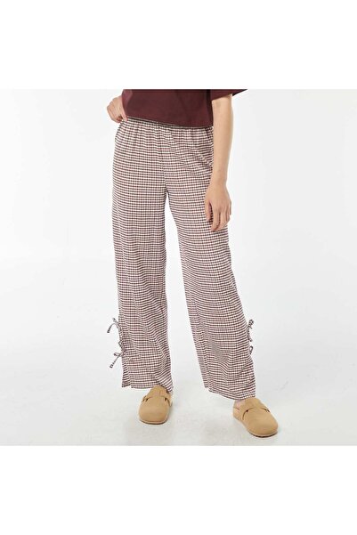 KIABI Crepe wide-leg trousers with ties RED