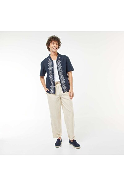 KIABI Straight cut linen-blend trousers BEIGE