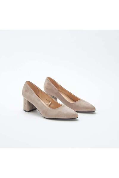 KIABI Suedette court shoes with square heels BROWN