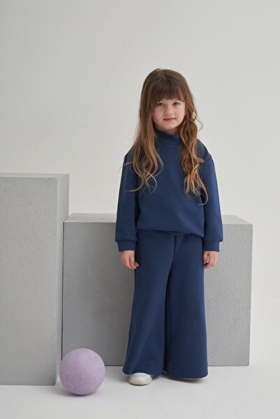 EBU Prive Girl's Interlock Comfortable Cut Two-Piece Suit Navy Blue