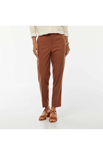 KIABI Plain cigarette trousers with 2 pockets BROWN
