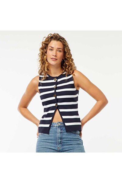 KIABI Sleeveless top with golden buttons BLUE