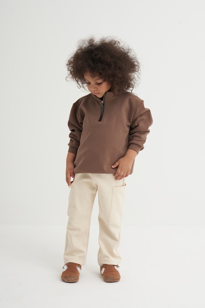 EBU Prive Unisex Çocuk İnterlok Pantolon Bej