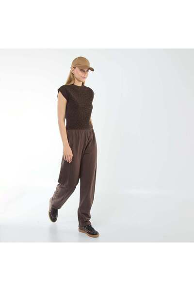 KIABI بنطال رياضي على شكل برميل بني