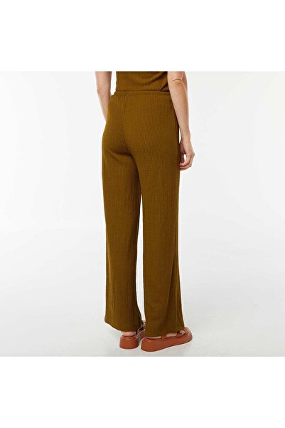 KIABI Waffle-knit wide-leg trousers GREEN