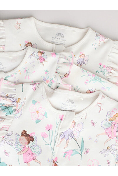 Next Baby 100% Organic Cotton Ecru Colored Fairy Patterned Double Zippered 3-Piece Sleeping Bag Set Alyf13316