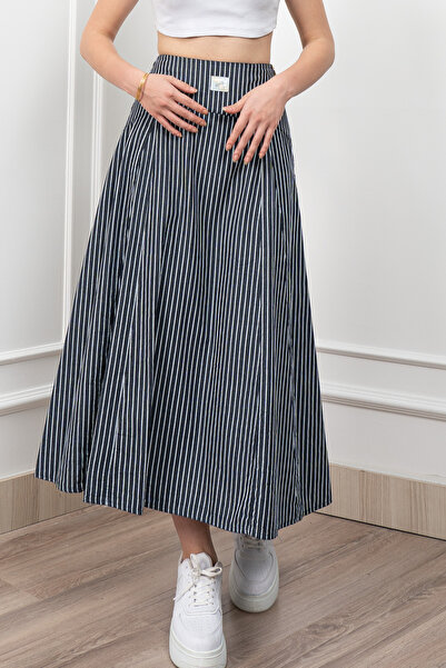 MissVina Fusta lungă cu dungi și pliuri sub corset 6797