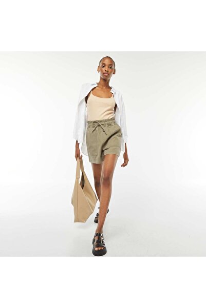 KIABI Ribbed cropped vest top BEIGE