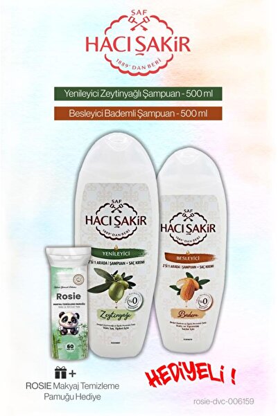 Hacı Şakir 2 in 1 Shampoo with Almond and Olive Oil, Rosie Pamuk