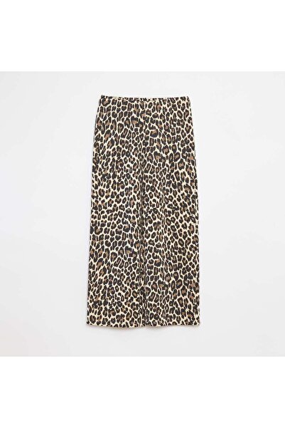 KIABI Wide-leg joggers with elasticated waist BEIGE