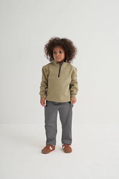 EBU Prive Unisex Çocuk İnterlok Pantolon Gri