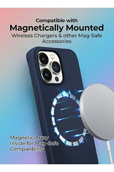 Glassology جراب سيليكون ماج سيف لجهاز آيفون 14 برو ماكس – أزرق