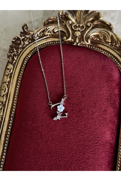 h&b design jewel Çelik Silver Çiçekli Z Harfli Kolye