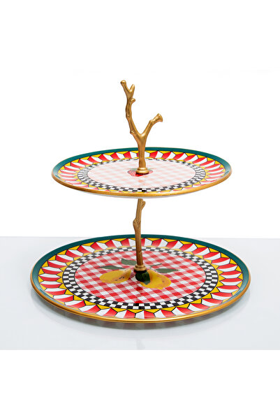 Tantitoni 006-01-CAM MEYVE DESENLİ 2 KATLI KURABİYELİK 26CM