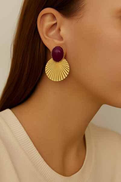 Glithe أقراط نسائية من حجر الفولاذ الأحمر الداكن