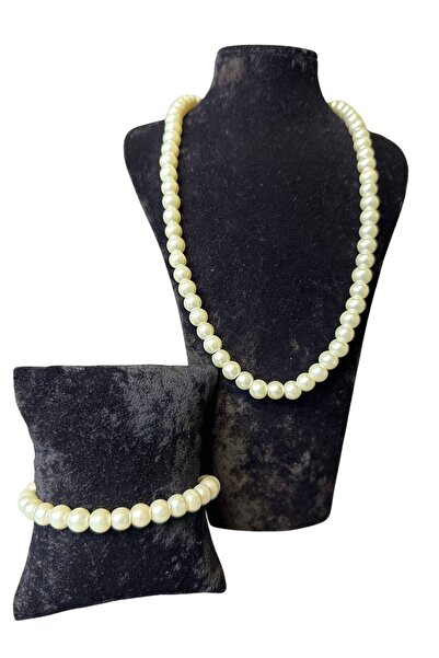 Uretti - Özlem 9422 7559 Handmade Glass Pearl Necklace and Bracelet Set
