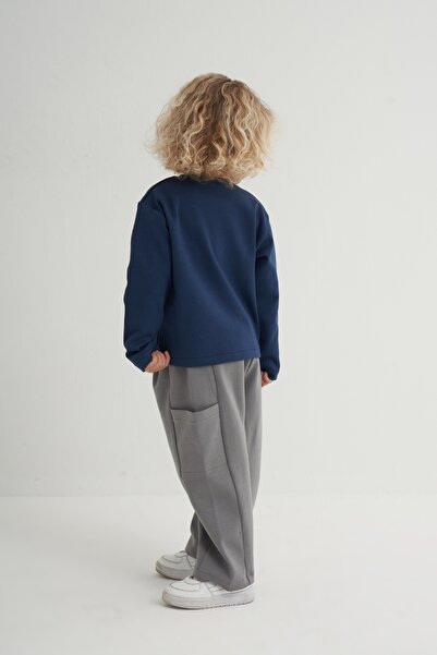 EBU Prive Unisex Çocuk İnterlok Yandan Cepli Pantolon Gri