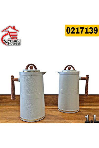 PETROS طقم ترامس شاي وقهوة 1+1 لتر من بيتروس بمقبض خشبي