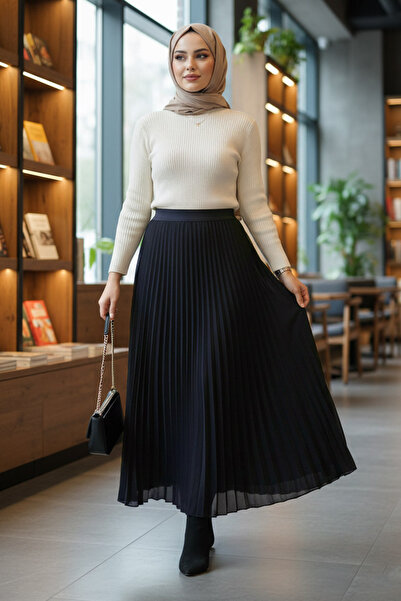N.S NEVA STYLE Fusta neagră plisată Hijab 92161S