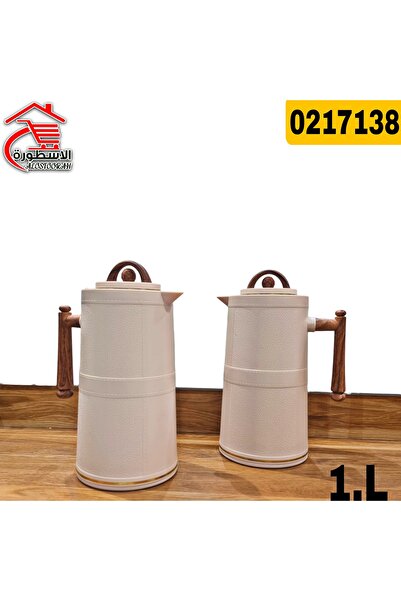 PETROS طقم ترامس شاي وقهوة 1+1 لتر من بيتروس بمقبض خشبي