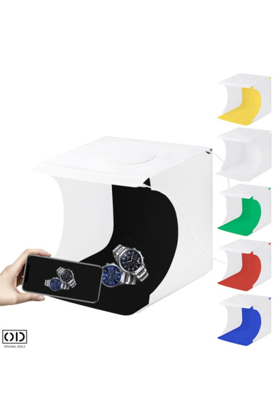 ORIGINAL DEALS Studio foto cu 2 benzi LED și 6 fundaluri colorate - Profesional