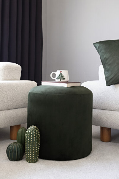 Modobi Niva Puf, Soft Parlak Kumaş - Koyu Yeşil