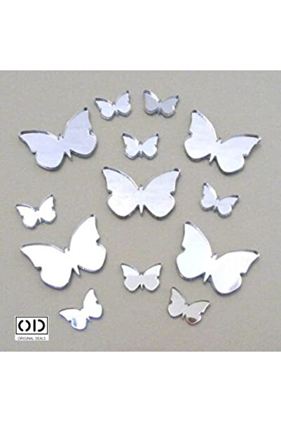 ORIGINAL DEALS Set 100 oglinzi acrilice autoadezive, formă de fluture, 40x4 c...