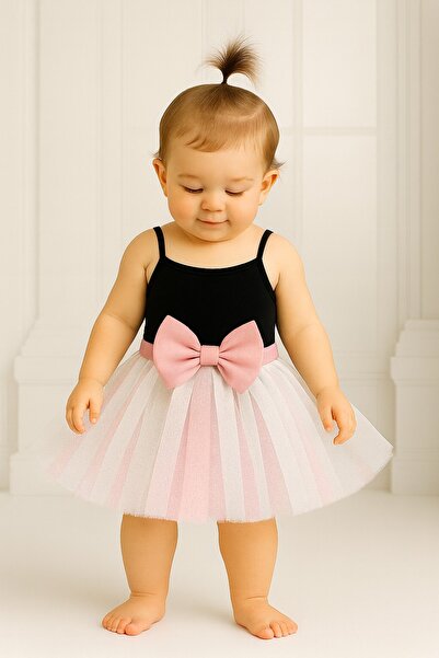 NSMLİFE Baby Girl Lined Front Buckle Elastic Waist Top Layer White Bottom Lay...