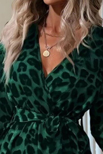 Mossta διπλό πέτο Μίνι φόρεμα με λαιμόκοψη με πράσινο χρώμα