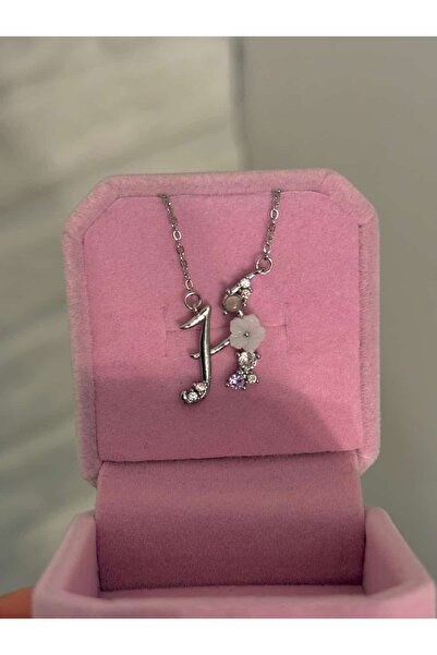 h&b design jewel Çelik Silver Çiçekli H Harfli Kolye