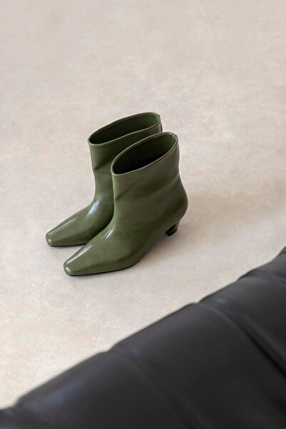 STRASWANS Viva Жіночі черевики з зморшкуватою шкірою, колір хакі