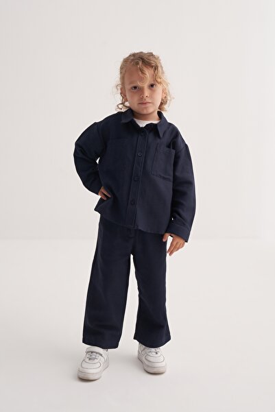 EBU Prive Унісекс дитяча сорочка з бавовняної тканини, синя