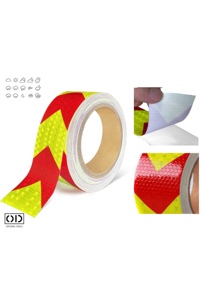 ORIGINAL DEALS Bandă adezivă reflectorizantă pentru mașini, camioane, remorci și obiecte, PVC roșu și galben