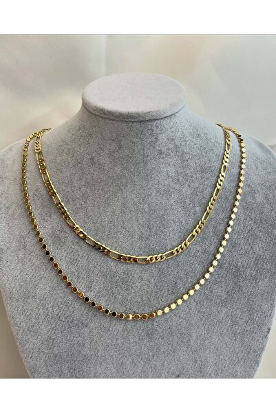 yeknova Xuping 14K Altın Rengi Ezme-Zamansız Model Kararmaz Kadın Zincir Kombin